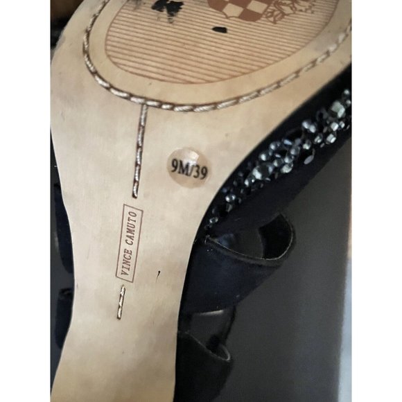 VINCE CAMUTO JOELLA Black Suede Embellished EVENING Sandals 9 - Picture 9 of 10